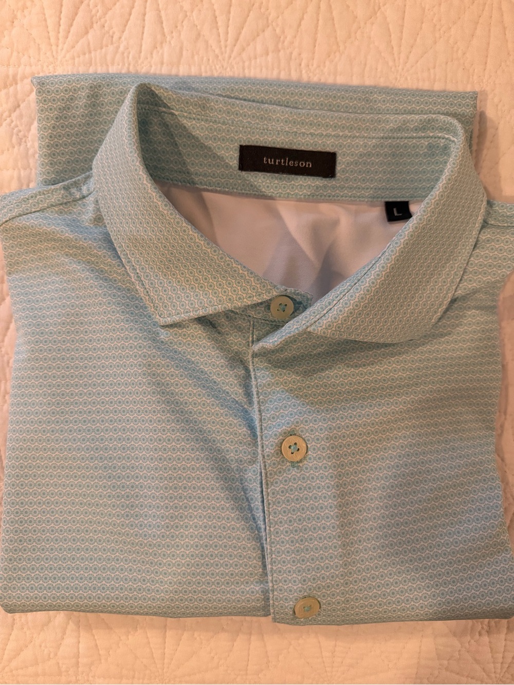 Turtleson Men's Light Aqua Geo-Print Polo